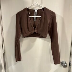 Zara Chocolate Ribbed Knit Top